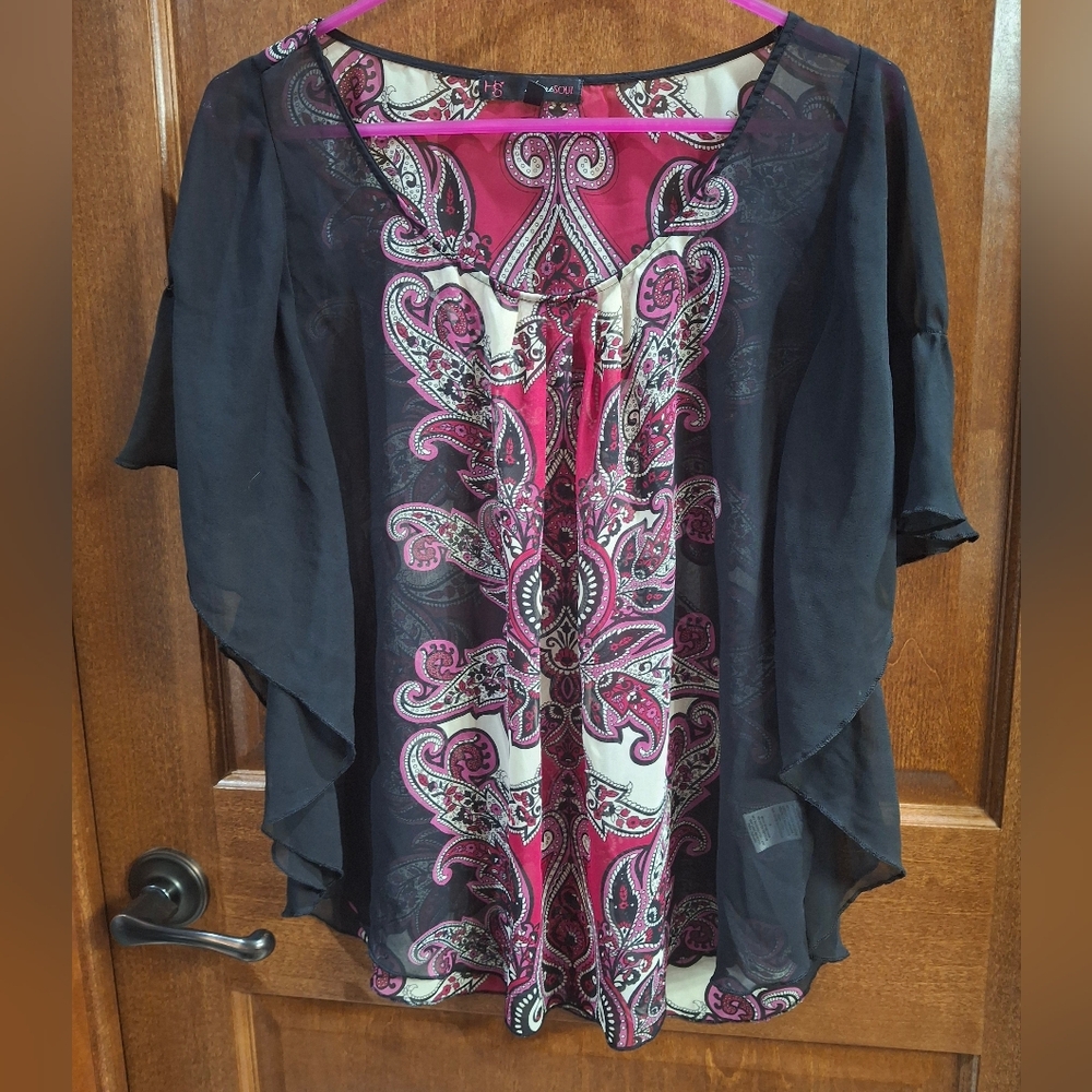 Moon Collection Black Asymmetrical Blouse Relaxed Fit
